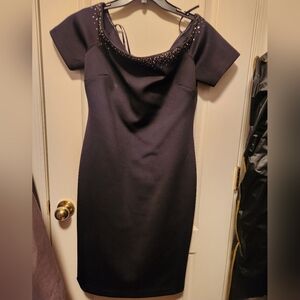 Elegant Black Beaded Women's Dress